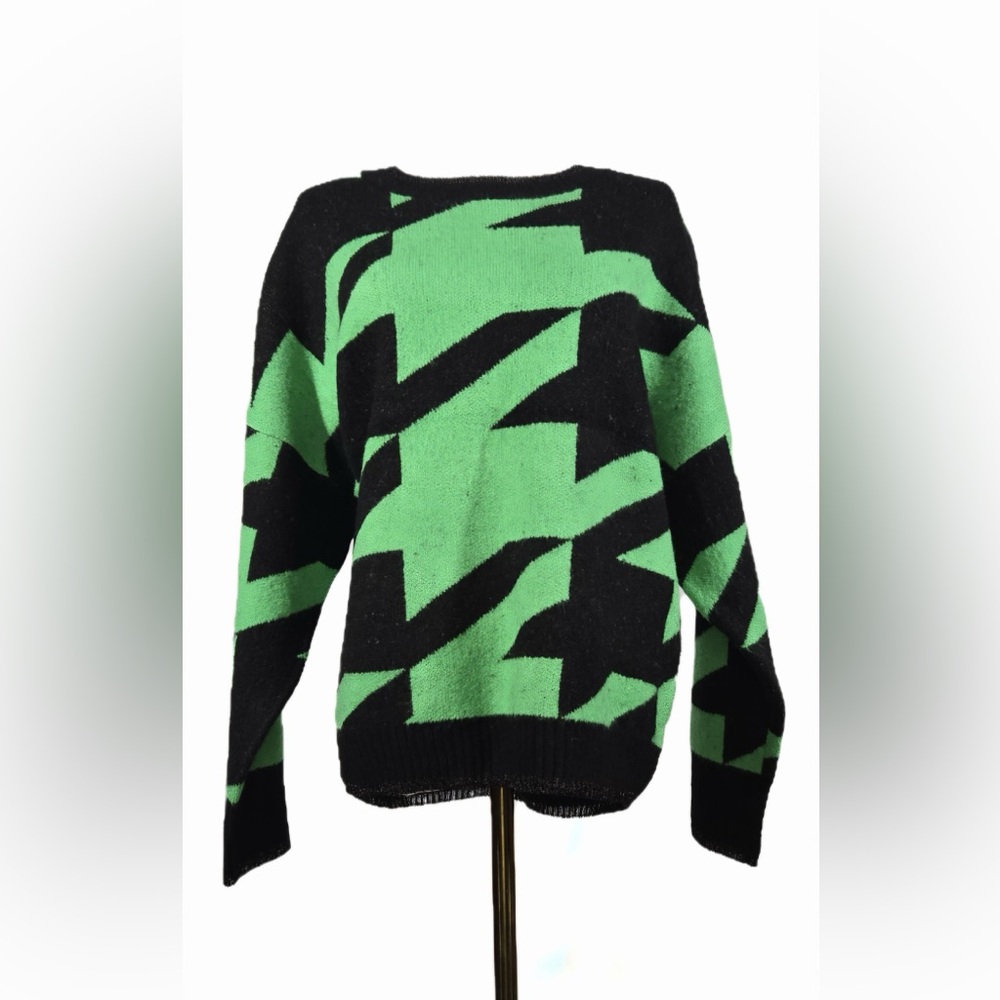 Central Park West Green and Black Sweater Small